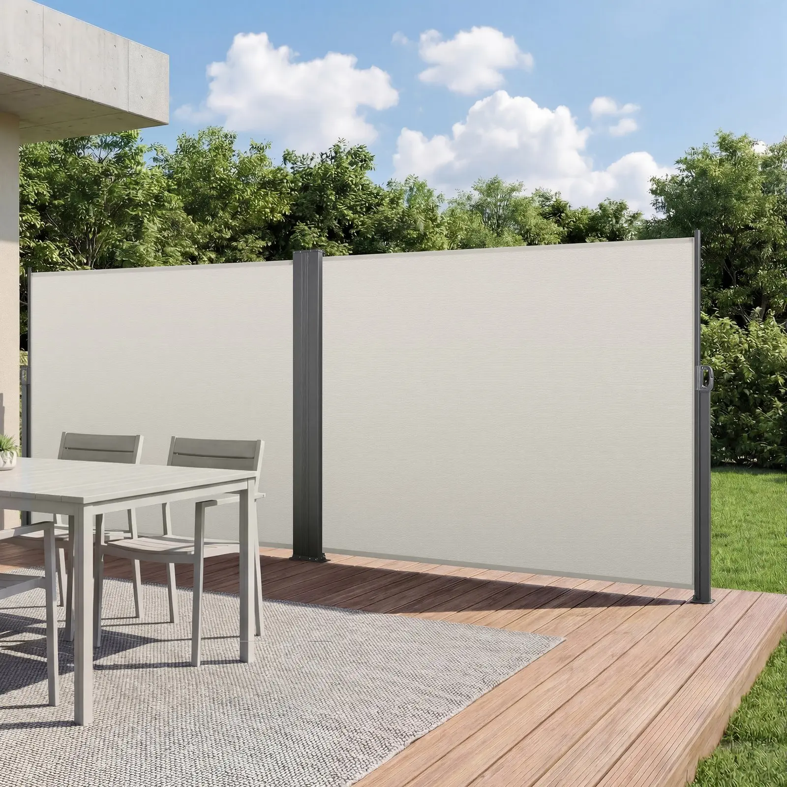 VEVOR Retractable Side Awning, 71"x236" (1800x6000 mm) Sturdy Iron-Aluminium Patio Screen, 180 g/m² Polyester Fabric, Waterproof Sunshade Privacy Divider, 39.7 lbs, Easy First-Time Setup, for Deck, Garden, Pools