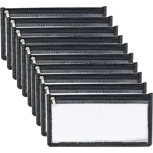 3.9 x 7.8 Clear Cash Register Money Pouch Bank Deposit Bag Check Wallet 10 Pack Zipper Closure