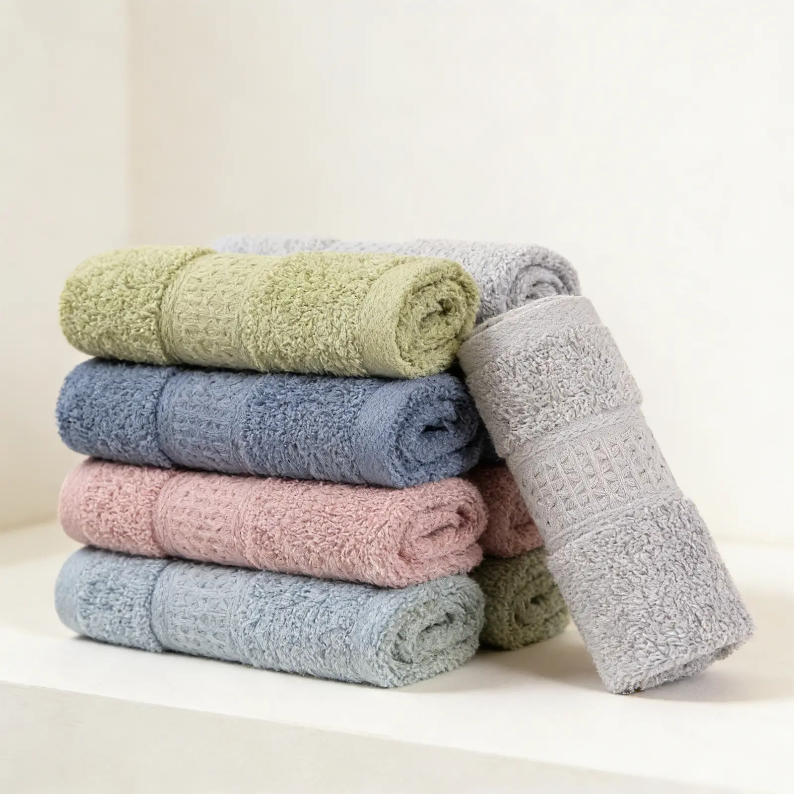 6Pcs (13x13 Inch) Unisex Cotton Square Face Towel Set - Small, Soft Touch, Highly Absorbent Fingertip Towels, Machine Washable for Bathroom, Festivals | Home Improvement Building Supplies