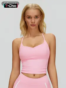 Crossback Yoga Tank Top, Seamless Design, Tight-Fitting Gym Sports Bra, Ideal for Running & Outdoor Activities, Women's Fitness Wear