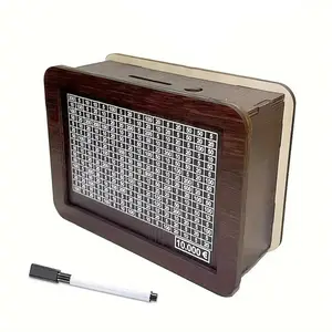 Wooden Cash Box with Counter & Dry Erase Pen, 1 Count Money Saving Box,   Home Decor for Living Room Bedroom, Gift for Adults & Children Money Saving Jar