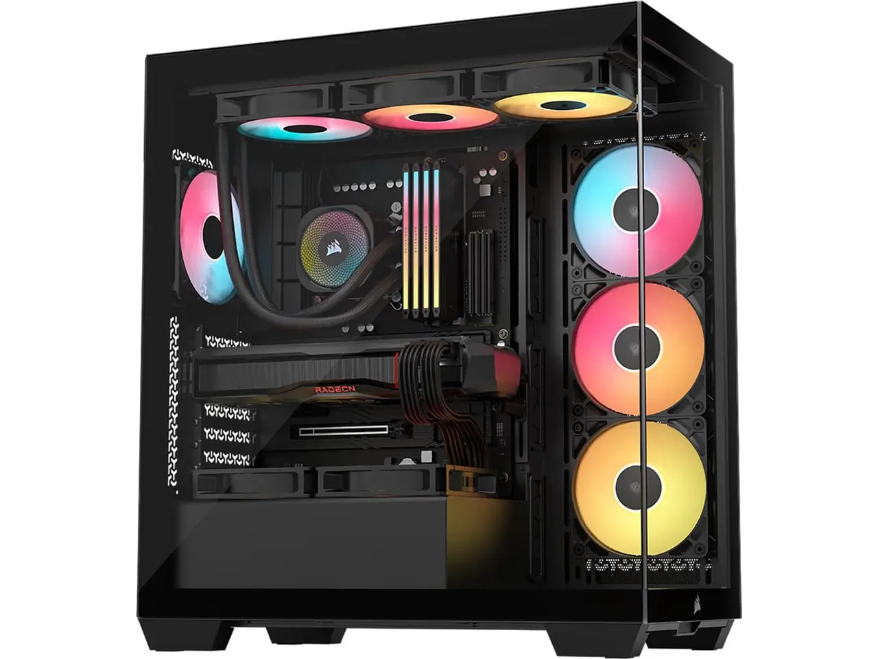 CORSAIR 3500X RS-R ARGB Mid-Tower PC Case – 3x Pre-Installed RS120-R ARGB Fans – GPU Anti-Sag Arm – Tempered Glass – Fits up to 10x 120mm Fans – Reverse Connection Motherboard Compatible