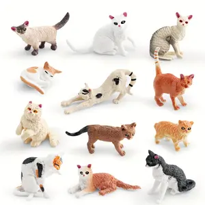 Realistic Mini Pet Cat Animal Model Display Piece, Detailed Feline Figurine for Home Decor & Collectibles, Adorable Kitten Statue, PVC Collectible Statue