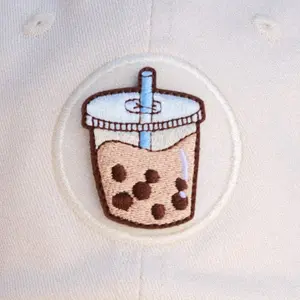 Milk Tea Boba Embroidered Hook-backed Patch