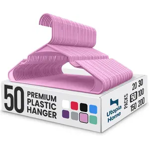 Utopia Home Premium Pink Plastic Hangers – Closet Organiser for Space-Saving Storage | Available in Multiple Pack Sizes