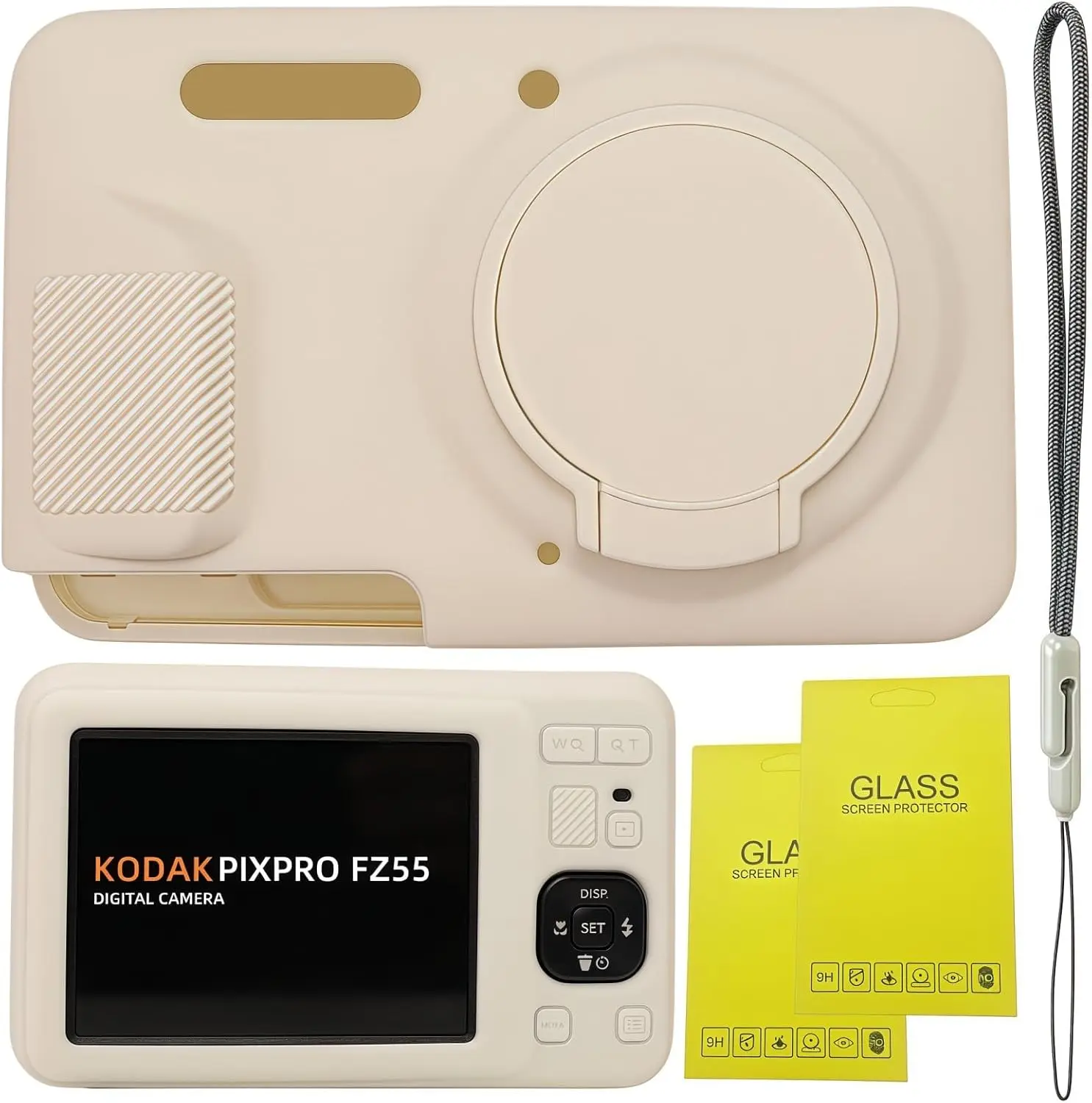 Case for  PIXPRO FZ55,FZ55 accessories,Soft  Protective Case Removable Lens Cover,Comes with 2 Screen Protectors and 1 Wrist Strap. (Misty White)