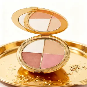 Highlighter Eyeshadow Blush Palette 8.8g Natural Makeup Diamond Texture Multi-Use Portable Eye Cheek Makeup Daily Use