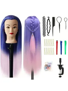 Professional 66cm Hairstyling Mannequin Head with Synthetic Hair, Realistic Braiding Practice Doll Head for Salon & Home Use, Training Mannequin Head