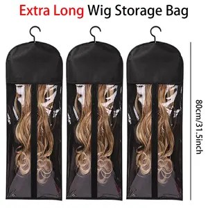 Extra Long Wig Storage Bag With Hook Wig Storage Hanger Zipper Transparent Dustproof Wig Storage Bag, Hair Extension Holder Wig Bag Wig Storage For Multiple Wigs Holder Hair Extension Hanger Wig Tool Wigs Accessories For Salon & Home Use Wigs & Acces