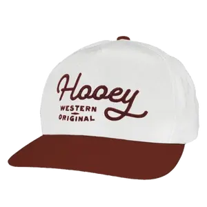 Hooey Men's OG 5-Panel White & Maroon Snapback Hat 2560T-WHMR