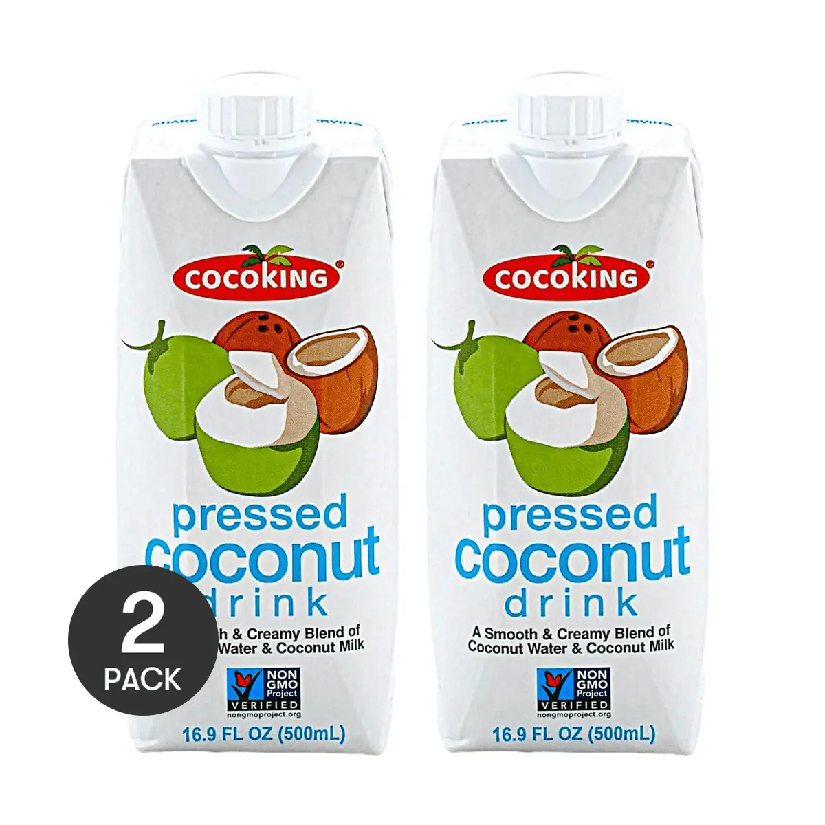 COCOKING 2 Pack Vietnamese Fresh Pressed Coconut Water 500ml Each - Natural Sweet Coconut Flavor, Refreshing Hydration Drink