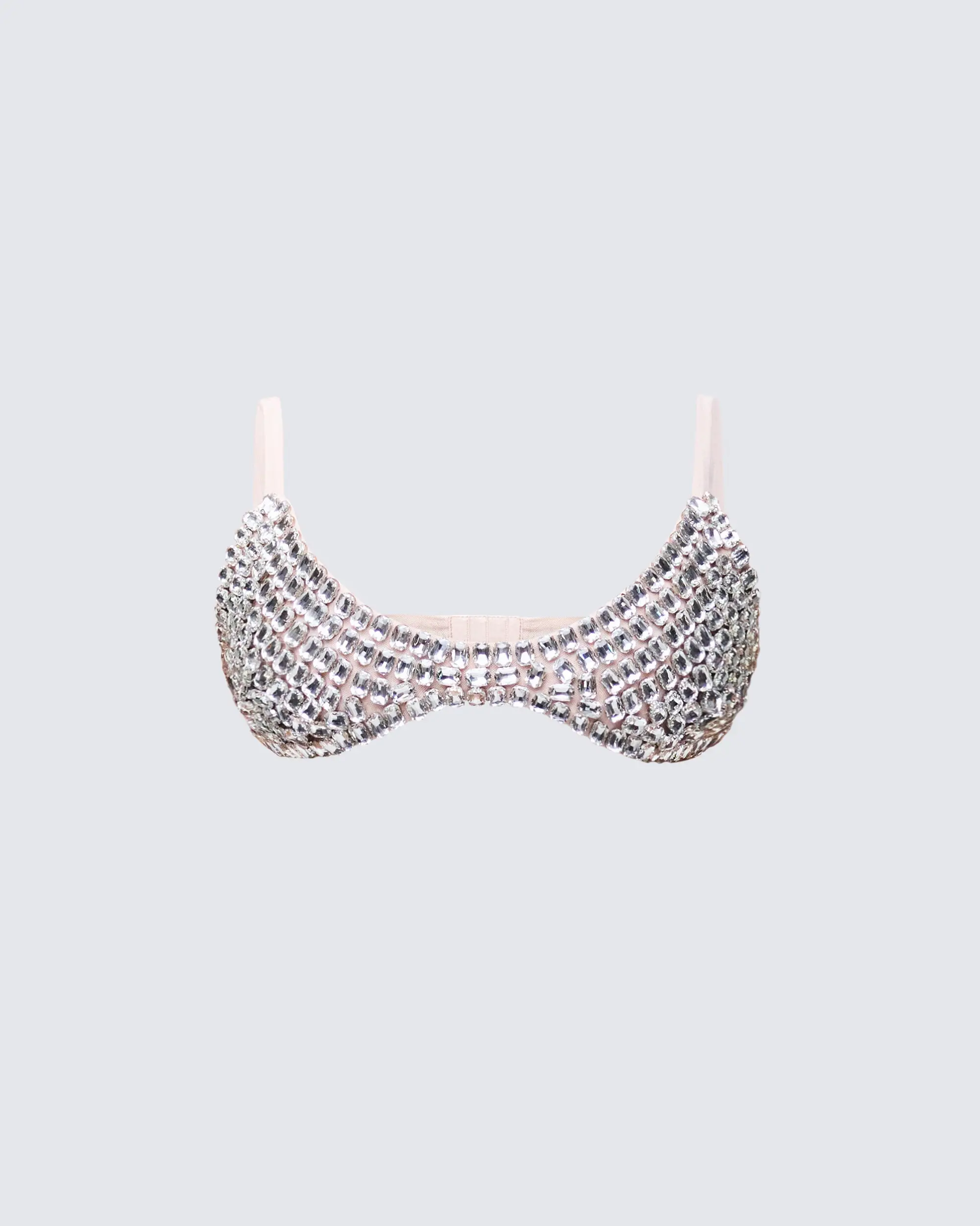 FINESSE Women's Wired Elyra Crystal Cover Mesh Cup Festival Bra Top, with Underwire Support, Adjustable Straps, Lingerie