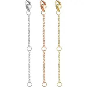 Milacolato 3Pcs Sterling Silver Necklace Chain Extenders in  Silver Strong Lobster Clasp Bracelet Anklet Necklace Extenders Set for Women Adjustable Length 2"
