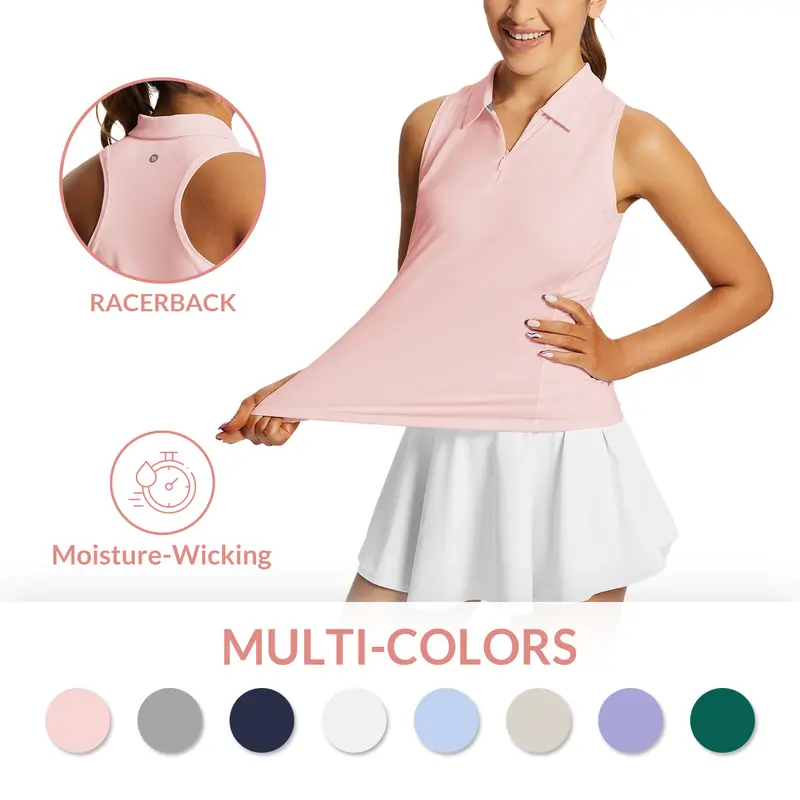 baleaf Women's Golf Shirts Tank Tops Sleeveless Tennis UPF 50+ Polo Racerback with Collar Athletic Tanks Quick Dry Golf Outfits Apparel