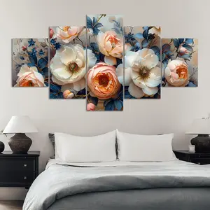 Flower Pattern Canvas Unframed Painting, 5 Counts/set Modern Art Design Wall Decor, Wall Art Decor for Home Living Room Bedroom Office, Ornaments