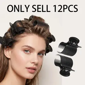 12pcs Hair Curler Clips, Firm Holding Design, Smooth Surface, Easy To Use And Fix, Suitable For Hair Styling And Sectioning, Practical Hair Styling Accessories For Daily Hairstyling, Home Beauty And Salon Use, Hair Curling Tool