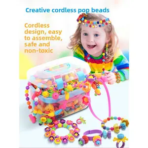 DIY Pop Beads for Kids Creative Cordless Design Children's Toy Beads Easy to Assemble Safe Non Toxic Handmade Bracelet and Necklace