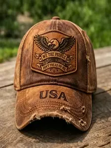 "we the People" Patriotic Eagle Logo Baseball Hat, Vintage Washed American Flag Cap, 3D Print "don't Tread on Me," Unisex Adjustable Outdoor Casual Hat