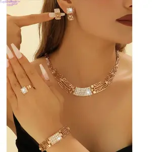4-piece Luxurious and Fashionable Set, Jewelry Gift Set, Suitable for Banquets and Gifting, The Best Gift for Thanksgiving and Christmas