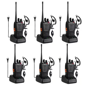 Baofeng 888s Portable Remote  walkie talkie , 1-3 km Two-Way Communication, 16 Channels, with Headset, Illuminable, Includes Lithium Battery and Charger, Suitable for Teams, Outdoor Trips Box Black (Pack of 6)  