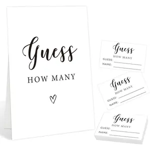 Minimalist Style Candy Guessing  Set(1 Sign and 50 Cards), Bridal Shower  Shower  for Guests, How Many Guessing Cards for Wedding Day, Bachelorette Party Night Activities, 05