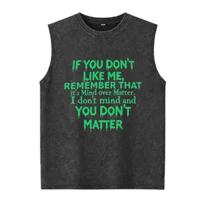 Plus Size Women's Mind Over Matter Washed Vest Featuring Bold Statement Text for Casual Spring and Summe
