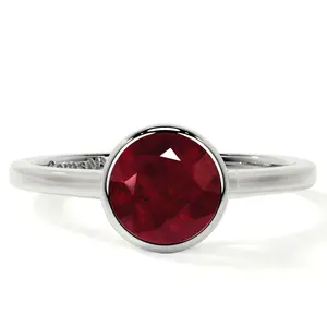 Bezel Set Round Ruby Solitaire Ring (1.05cts.)- RRB002-6X6-AA