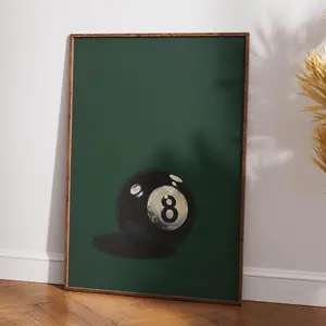 1pc, Wall Art, Vintage Poster, Lucky 8 Ball Art Print, Retro Billiards Canvas Painting, Bedroom Decor, Living Room Aesthetic Design, Gift for Friends, Housewarming Gift, Unframed