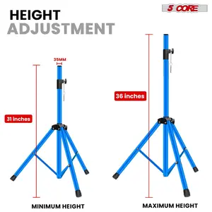 2-Piece Adjustable Tripod Speaker Stands - 31-36 Inches, 132lbs Capacity with Durable Carrying Bag