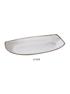 Yanco LY-215 Lyon 15 in. Porcelain Reactive Glaze Rectangular Dinnerware Plate, Pack of 12