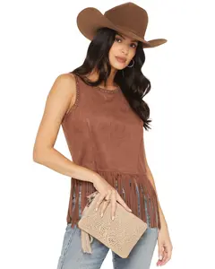 Shyanne Women's Avenly Floral Perforated Suede Wristlet Clutch - Saho25wt6-Tan