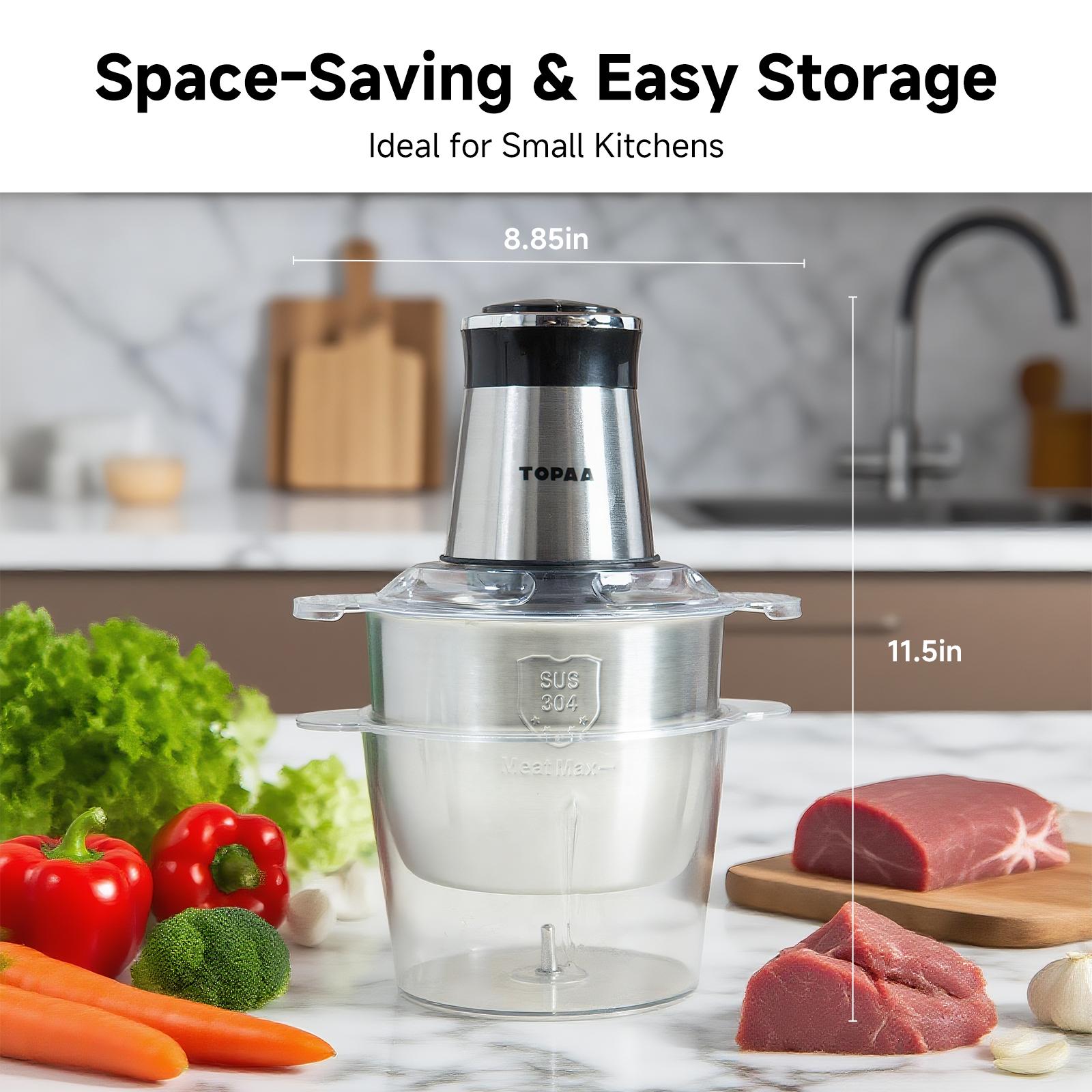 Meat Grinder Electric Machine,Food Processors,Kitchen Vegetable Chopper,2 Bowls(3-Liter Stainless Steel Cup&3-Liter PET Plastic Cup) 2 Sets of Bi-Level Blades, Food Chopoer for Baby Food,Meat,Onions, and Vegetables,Kitchen Gadgets,Household Appliances