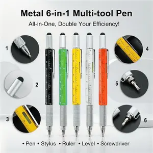 BACK MOOON 6-in-1 Multi Tool Pen, Ballpoint Pen, Cool Gadgets Gifts for Men/Dad/Husband, Heavy Duty Aluminum Metal Pen with Level & Screwdriver, Unique Stocking Stuffers, Multi Purpose Pens