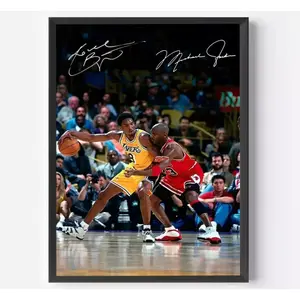 Michael Jordan vs Kobe Bryant Poster |   Basketball Legends Canvas Wall Art for Bedroom & Game Room