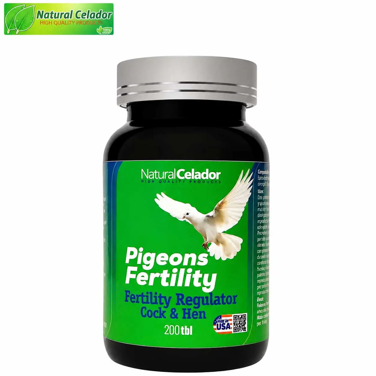 Pigeons Fertility is a natural supplement specially designed to support the well-being of pigeons during breeding. Made with carefully selected natural ingredients, helps maintain healthy condition, vitality, and natural performance. 200 tablets.