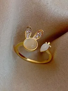 Fashionable Cute Bunny Open Ring, Elegant Simple Design, Perfect for All Seasons, Stylish Accessory for Women