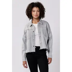 GINA CROPPED DENIM BOXY JACKET DOVEY