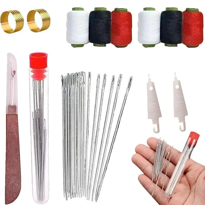 37PCS Sewing Tool Set, Needles Thread Hand Repair Tools, Multi-Purpose Needle and Thread Kit, Portable Sewing Working Kit for Beginners, Professional DIY Lovers, Needle Crafts Kit