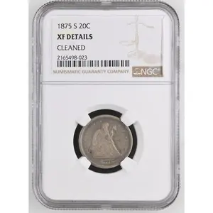 1875 S TWENTY CENT PIECE 20C NGC XF DETAILS CLEANED Certified Coin
