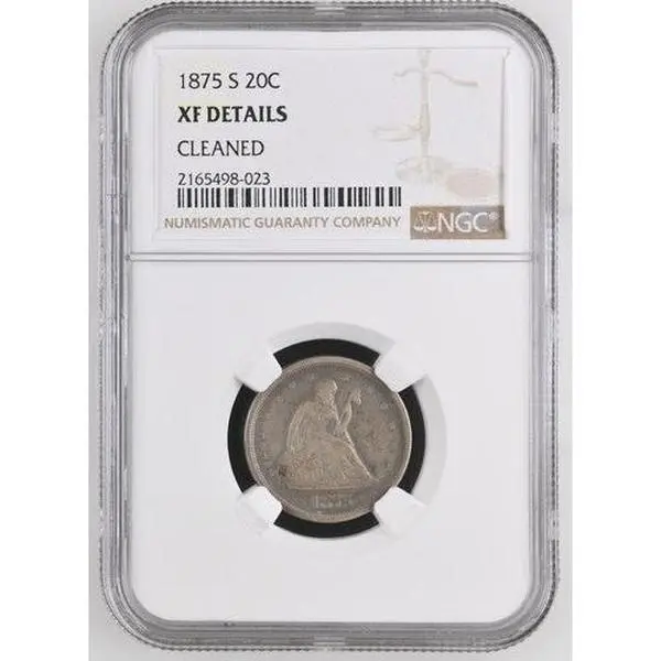 1875 S TWENTY CENT PIECE 20C NGC XF DETAILS CLEANED Certified Coin