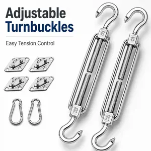Shade Sail Accessory Kit, 304 Stainless Steel Shade Sail Installation Set, equipped with turnbuckles, spring hooks and eye bolts, suitable for awnings in courtyards, gardens and backyards