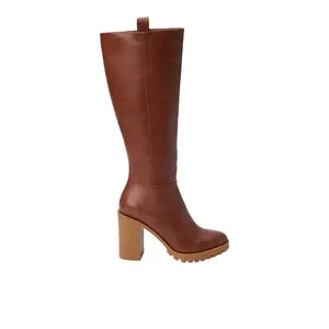 COCONUTS by Matisse Womens Andersen Round Toe Pull On Casual Boots Knee High High Heel 3" & Up - Brown