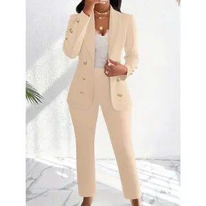 Chic Double Breasted Pantsuit Slim Fit Office Essential- By Lustmia