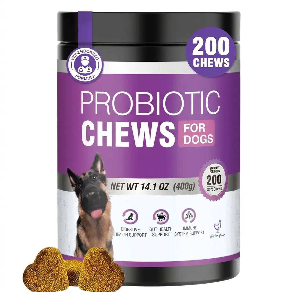 TTLXRL Probiotics Chewables for Dogs - Canine Nutritional Supplement with 6 Probiotics, Digestion Aid, Immune Booster, Skin Relief & Fur & Skin Care Support, Probiotic Chews