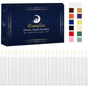 24 Pack White Spell Chime Candles -  Mini Unscented Taper Candles for Rituals, Prayer, Birthdays, Meditation, , Spells, Chime Candles - 4 Inch Tall - Ideal for Witches