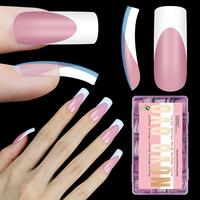 Medium Slightly Curved White French Tips BerryPink