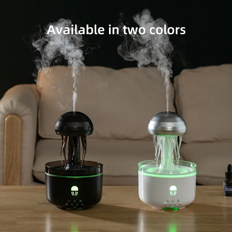 Remote control mechanical jellyfish aromatherapy machine household rotating raindrop humidifier desktop colorful atmosphere light diffuser Wireless,back to school,back to school haul