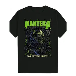 Men's Black Pantera Graphic T-Shirt - Far Beyond Driven Design, Casual Crew Neck, Short Sleeve, Summer Tee, cotton , Machine Washable, Band Merchandise |   Skull Print Shirt |   Stretchy Fabric