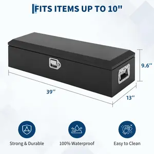 Garvee Heavy-Duty Truck Tool Box with Dual Hydraulic Lids, Weatherproof Secure Steel Storage, Fits Pickup Truck Bed, Garage, Workshop, RV & Trailer