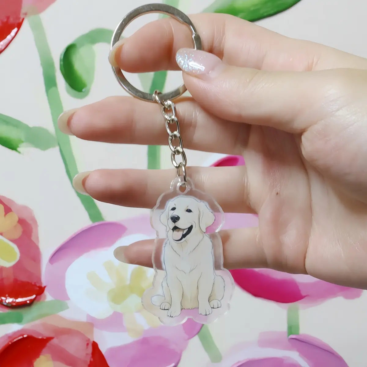 Personalized Golden Retriever Acrylic Keychains: Adorable Dog Keychain Adorable Animal Accessory Gift, Bags and Keys Kids keychain